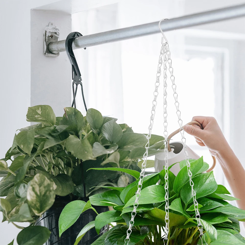 4Pcs Garden Flower Basket Hanging Chain Sturdy Triple Chain Design Durable Easy Installation Fits Multiple Flower Pot Sizes 40cm
