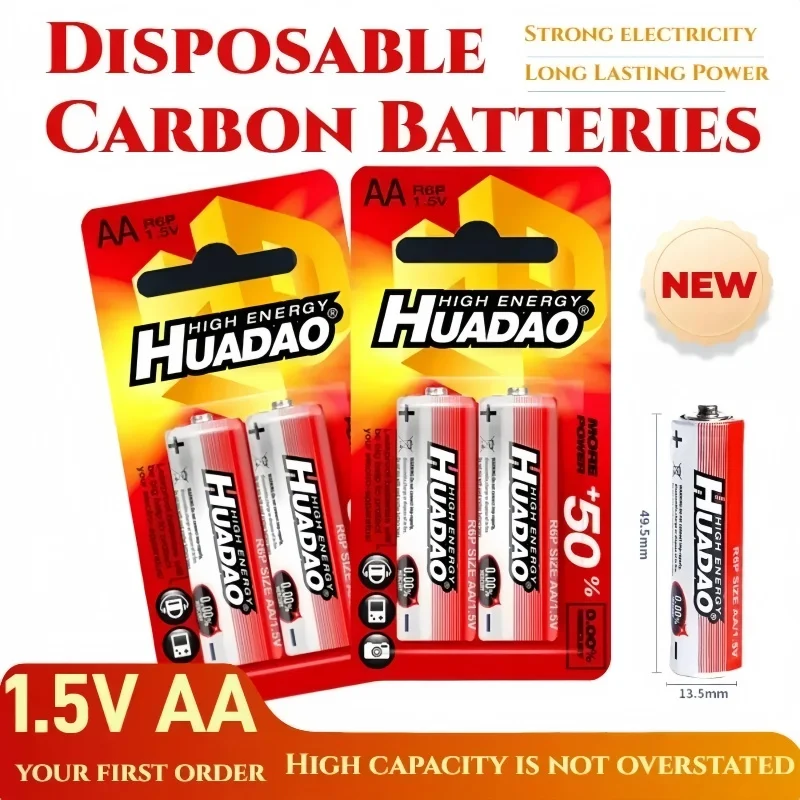 

AA Batteries 1.5V R6P Cell Disposable Zinc Carbon Battery for Mouse Calculator Electric Toys Remote control