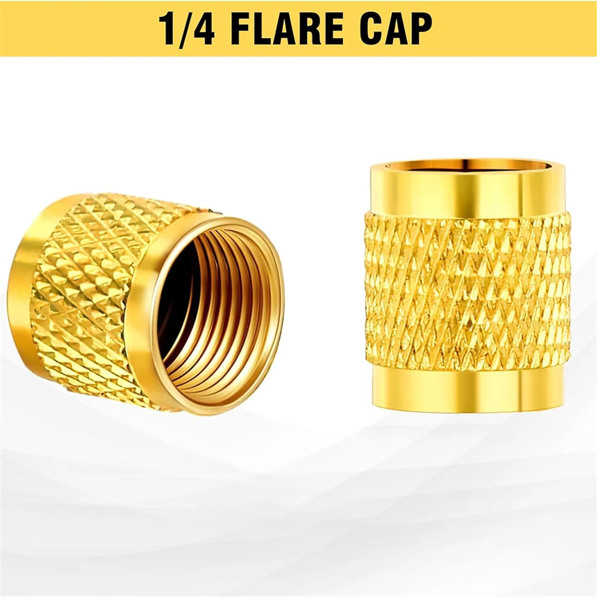 50 Pcs 1/4Inch Brass Flare Cap, Solid Brass Caps with Neoprene O Ring Seal, 1/4Inch SAE HVAC Valve Caps