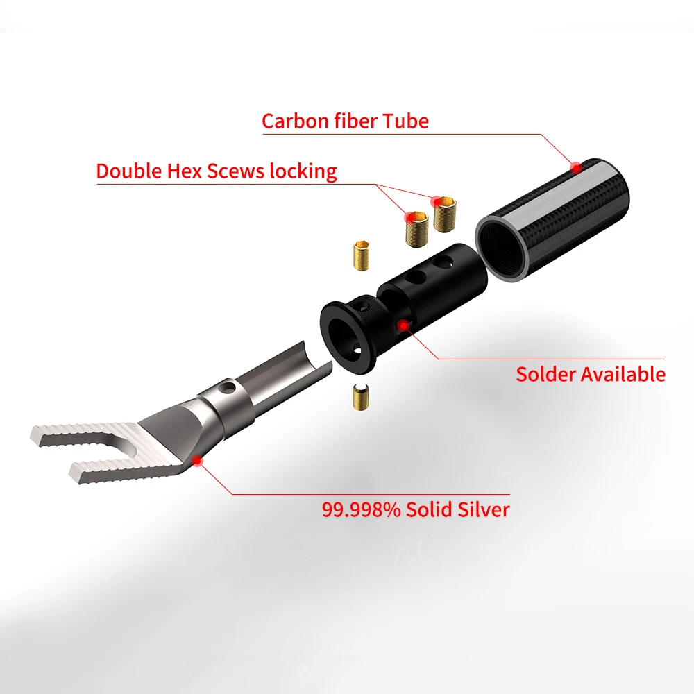 Viborg solide reine silber lautsprecher y spaten stecker amp bananen bindung pfosten stecker gabel hifi audio diy schraub verschluss löt frei