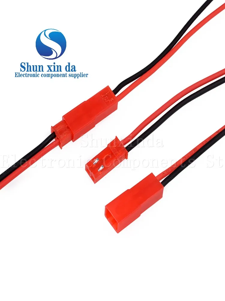 10Pairs JST 2P 2Pin Connector Plug Cable Male + Female for RC Battery  100mm/200MM 10CM 20CM