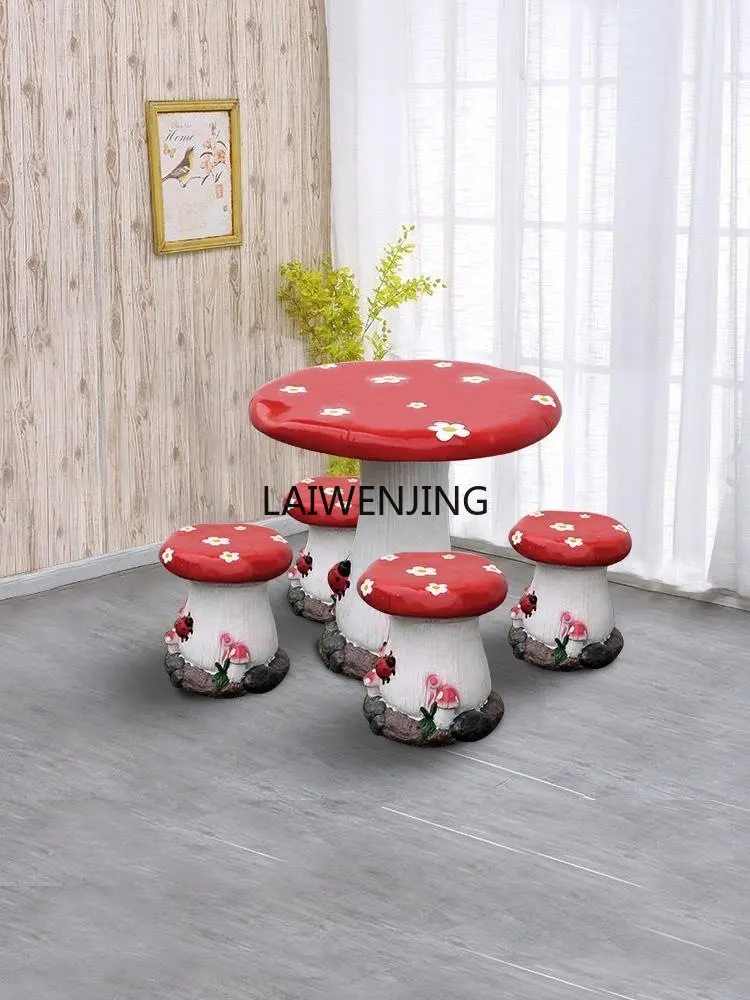 HLZ Community Garden Flower Garden Landscape Decoration Ornament Outdoor Mushroom Table Chair Seat