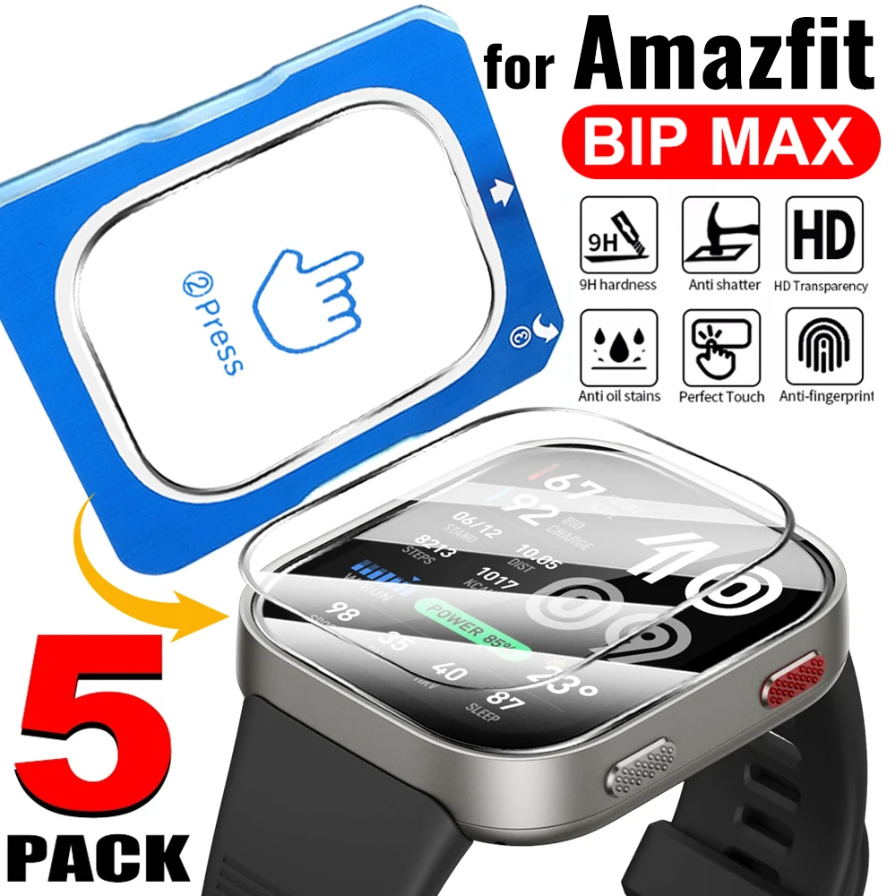Tempered Glass With Tool Easy Install Kit For Amazfit Bip Max Bip Max Smartwatch HD 9H Anti-Scratch Screen Protectors Cover Film