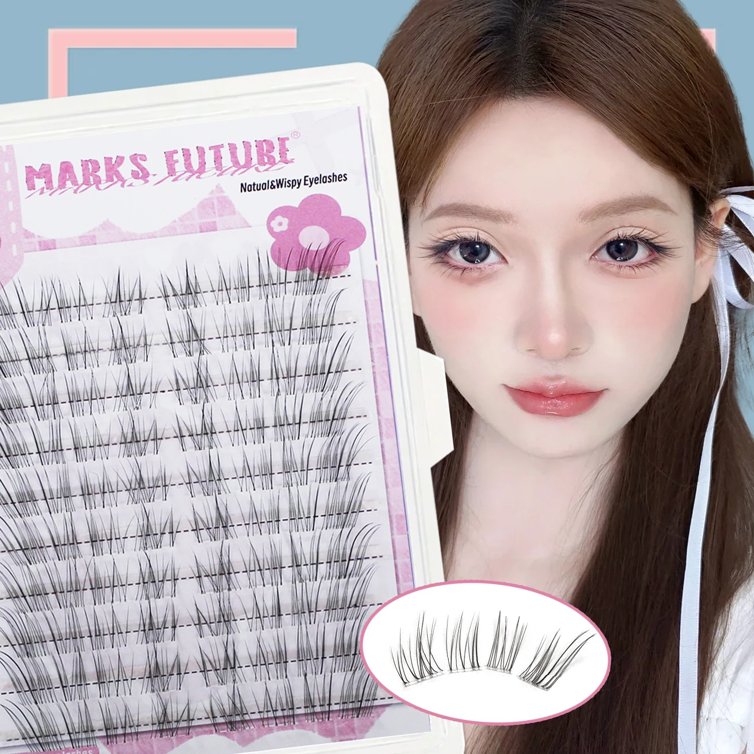 Marks Future 80 Pieces of Individual Eyelashes with Soft Light, Curved Cool Effect, Diagonal Flying Fox Style, Ultra-Fine Soft Fox-Style False Eyelashes for Women, Natural Sunflower Simulation, 2025 New Model