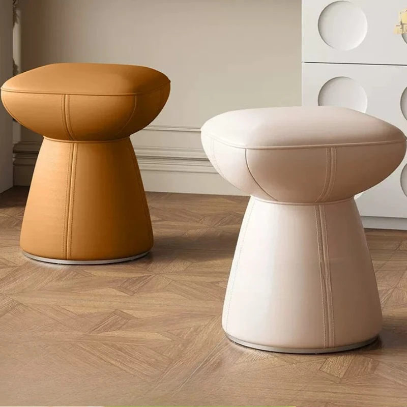 Square Wooden Vanity Stool Dining Swivel Rotatable White Vanity Stool Foot Girls Silla Para Tocador Maquillaje Bedroom Furniture