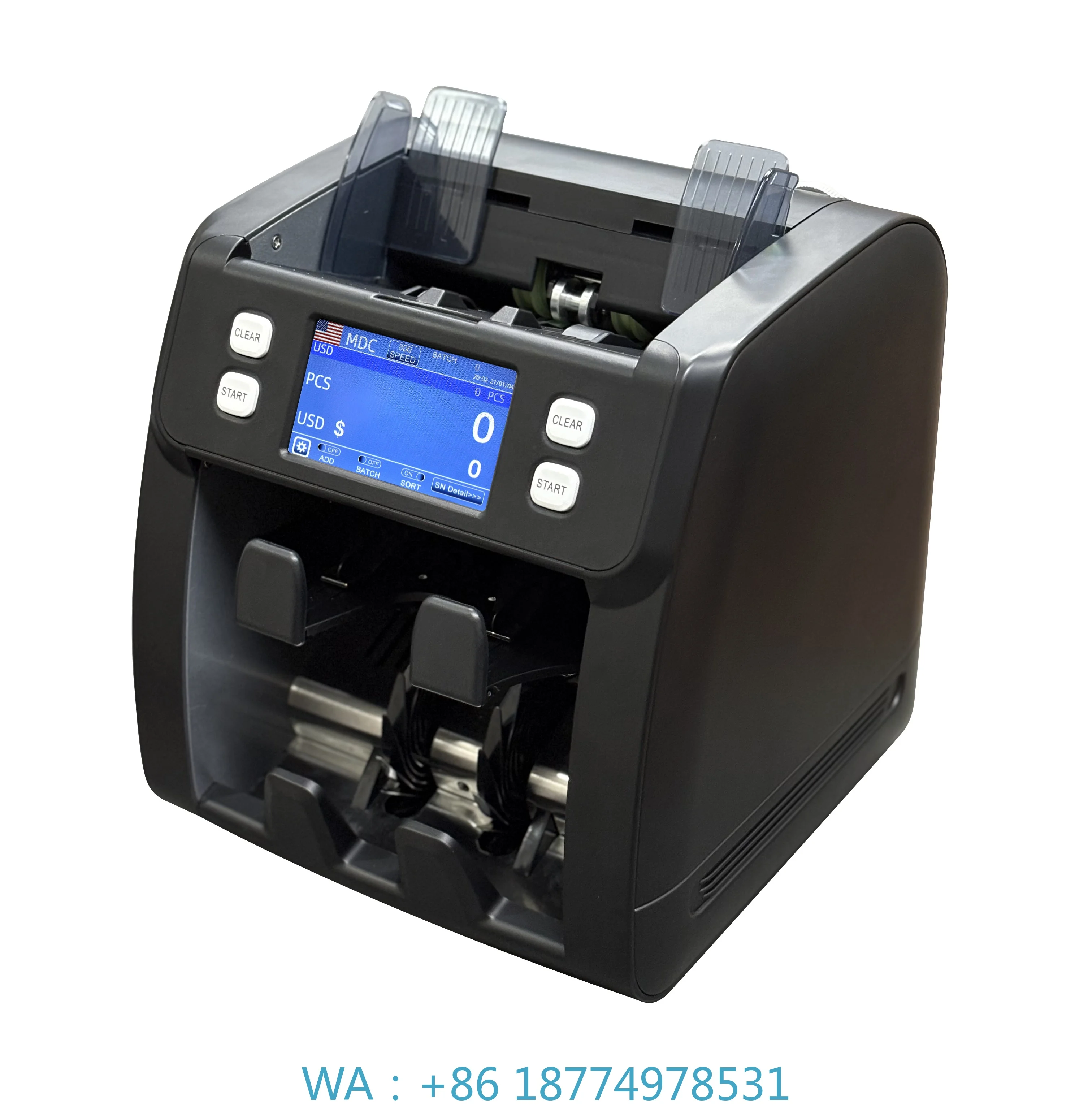 

USD Note Counting Machine Money Counter Money Machine WT-810 Black 4.3 Touch Screen CIS ed Currencies PEN BRL COP GBP EURO