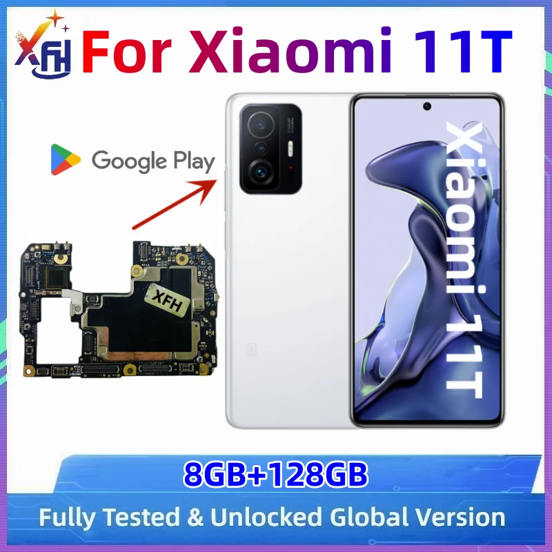 ปลดล็อก Global Frimware Mainboard สำหรับ Xiaomi Mi 11T Mi11t 5G ชิปหลักแผงวงจร128GB 256GB เมนบอร์ด