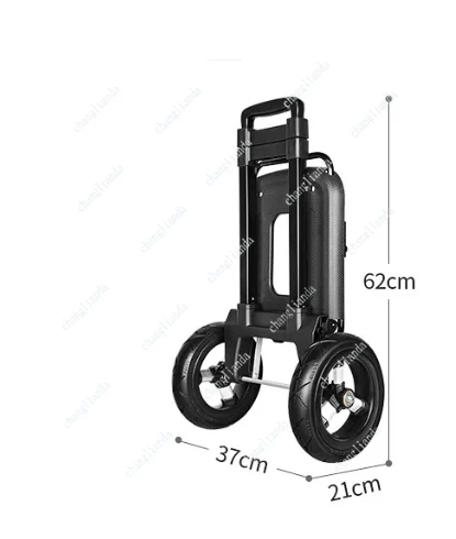 

Trailer Folding Small Cart Household Shopping Grocery Small Cart Pulling Goods Pull Rod Cart for Outdoor Large Wheeled Handcart