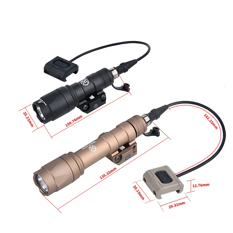 Tactical M600 M300 Scout Flashlight LED White Reconnaissance hunting light Mlok Keymod Remote Module control pressure switch