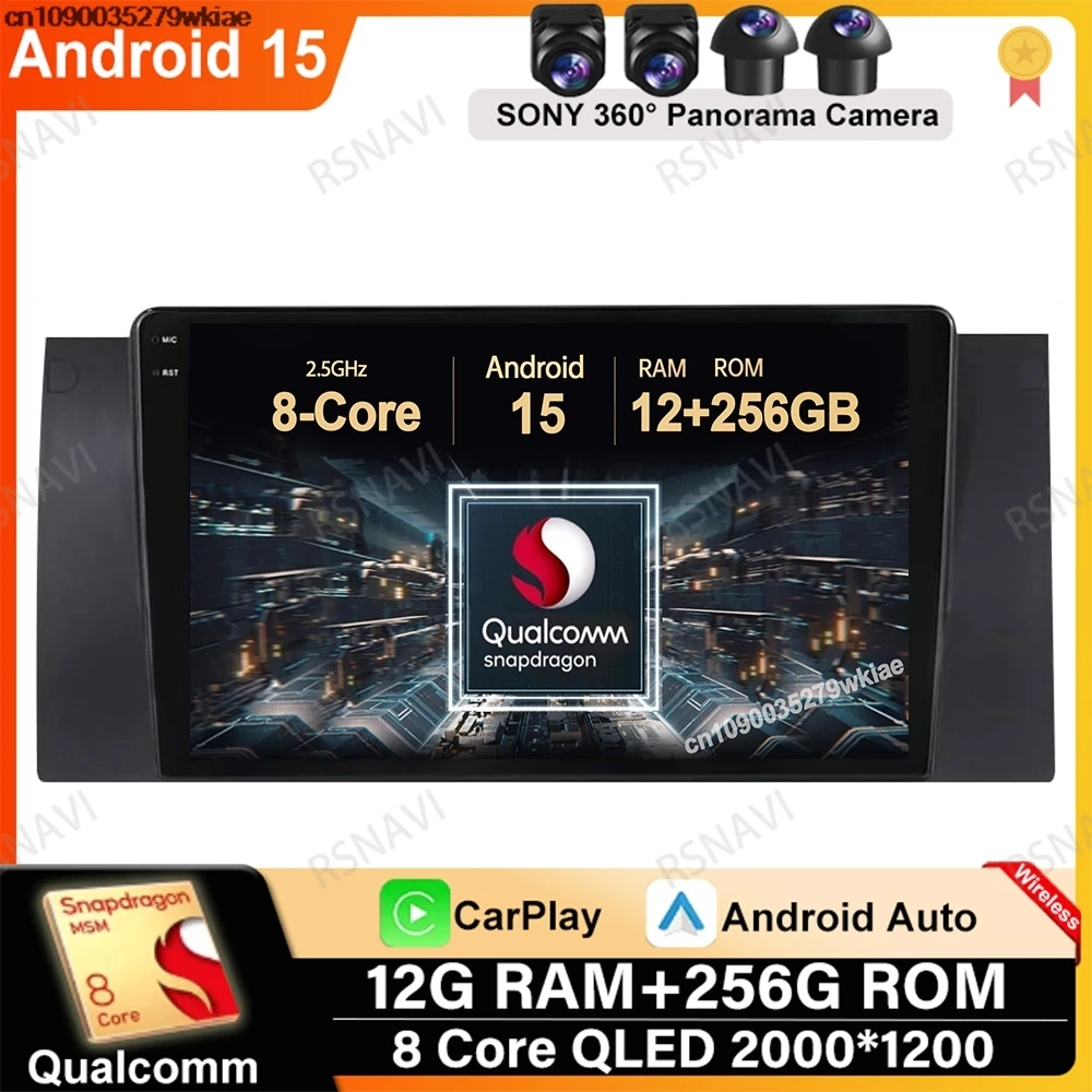 

Android 15 For BMW M5 E39 E53 X5 1999-2006 DVD Wireless Carplay Auto Viedo Player Navigation QLED 5G WIFI DSP 4G LTE Stereo GPS