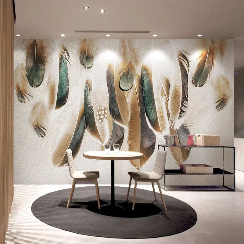 Custom Photo 3D Creative Feather Oil Painting Wall Paper Modern Interior Design Dining Room Bedroom Living Room Decoration Mural