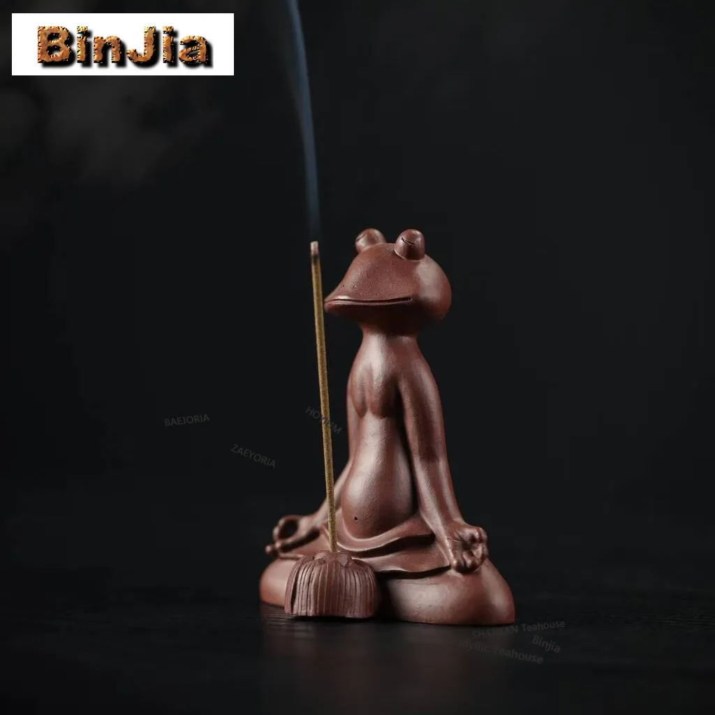 Yixing Zisha Frog Master Tea Pet Vintage Exquisite Miniatures Tea Figurine Play Toys Tea Statue Ornaments Craftsmanship supplies