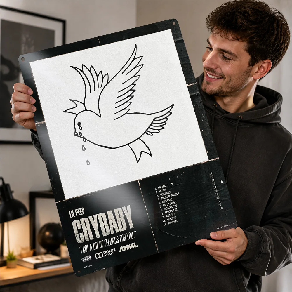 Lil Peep Crybaby Album Cover Aluminum Poster Personalized Metal Sign Lyrical Icon Wall Art Made For Urban Lounges And Rap Fans