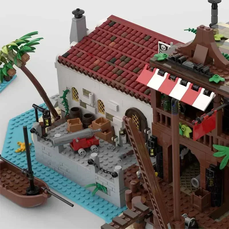 Mittelalterliche Modell Moc Bausteine Barracuda Bay Dock Und Taverne Technologie Modulare Blöcke Geschenk Weihnachten Spielzeug DIY Sets Montage