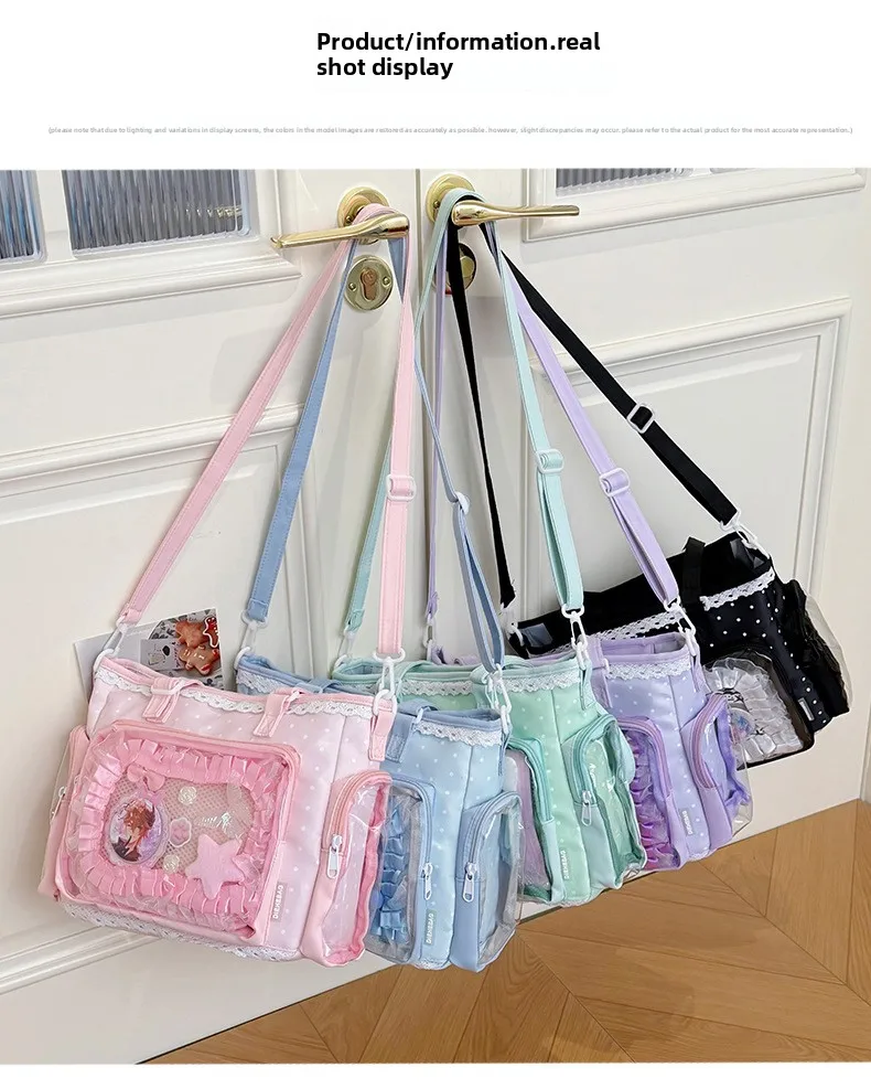 Neue Kawaii Leichte Umhängetasche Anime Transparente Ita-Tasche Damen Schulter-Crossbody-Tasche Modische Polka-Dot-Schleifen-Tragetasche – Detail 40