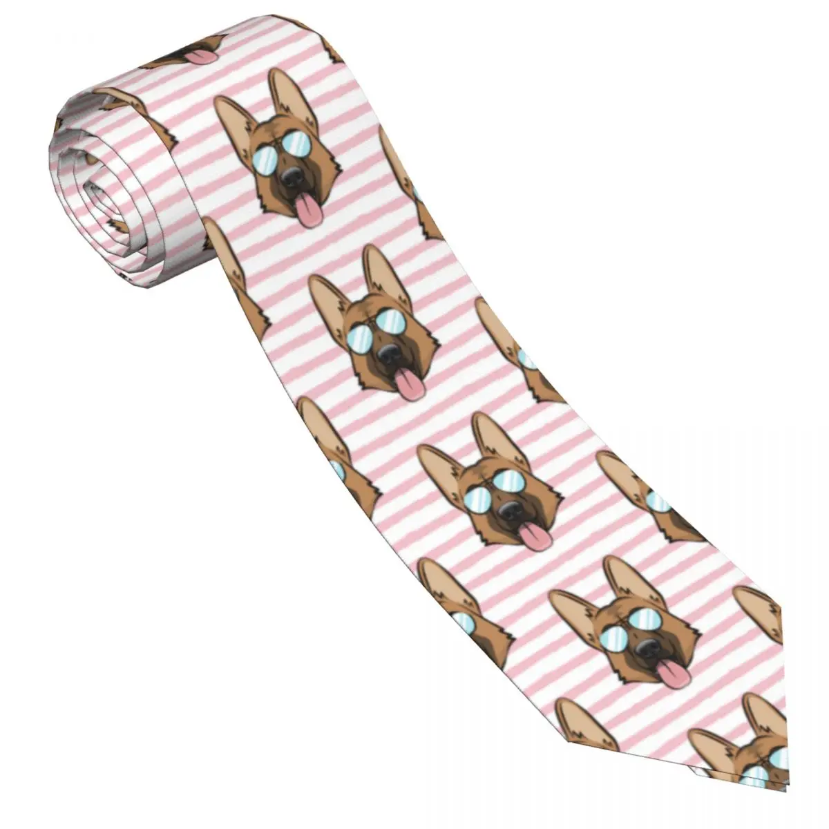 Mens Tie Slim Skinny German Shepherd Dog With Glasses Necktie Fashion Free Style Tie for Party Wedding