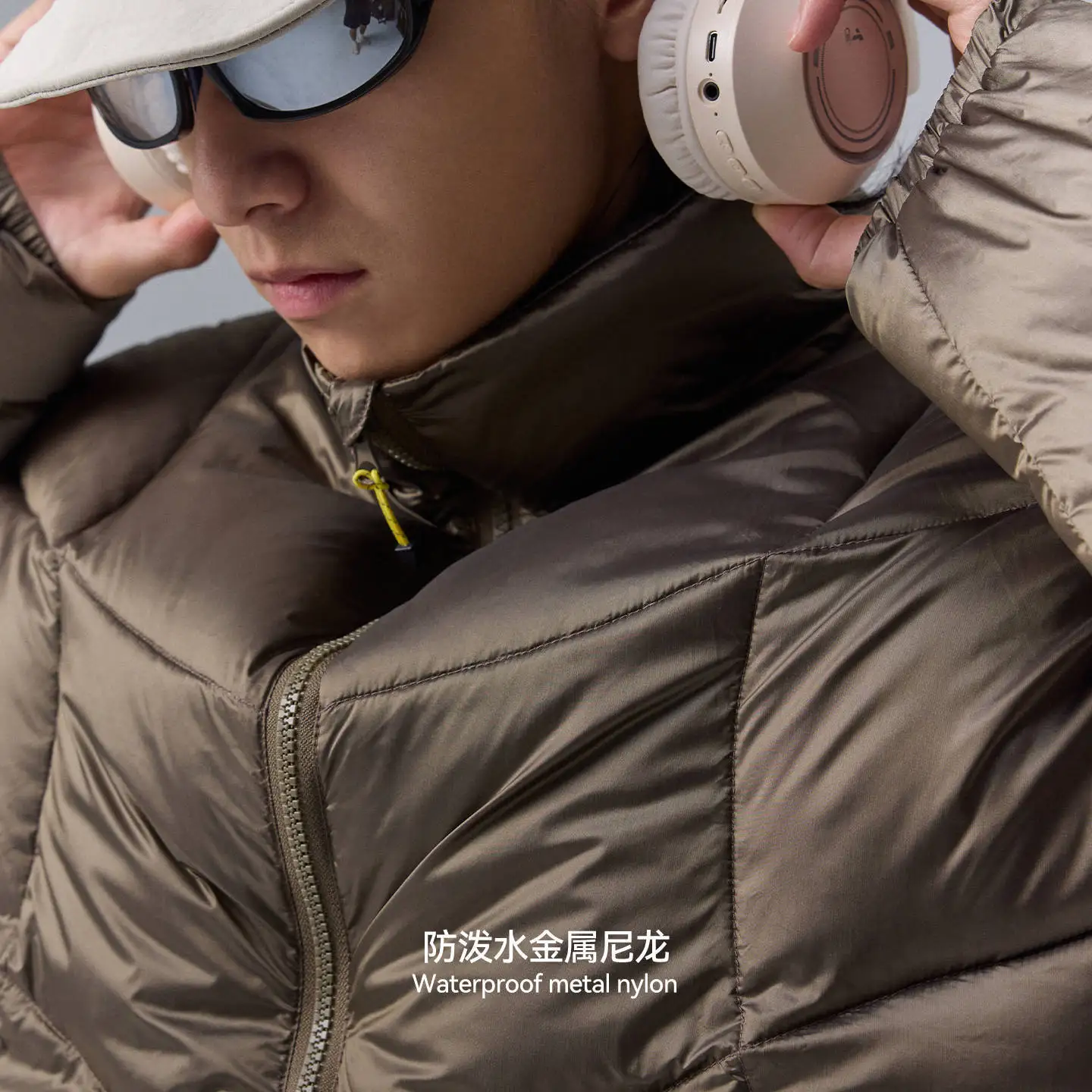 Winter  Arrival Water - Resistant Metallic Nylon Down Jacket with 90% White Duck Down and Irregular Quilting Waterproof and Warm