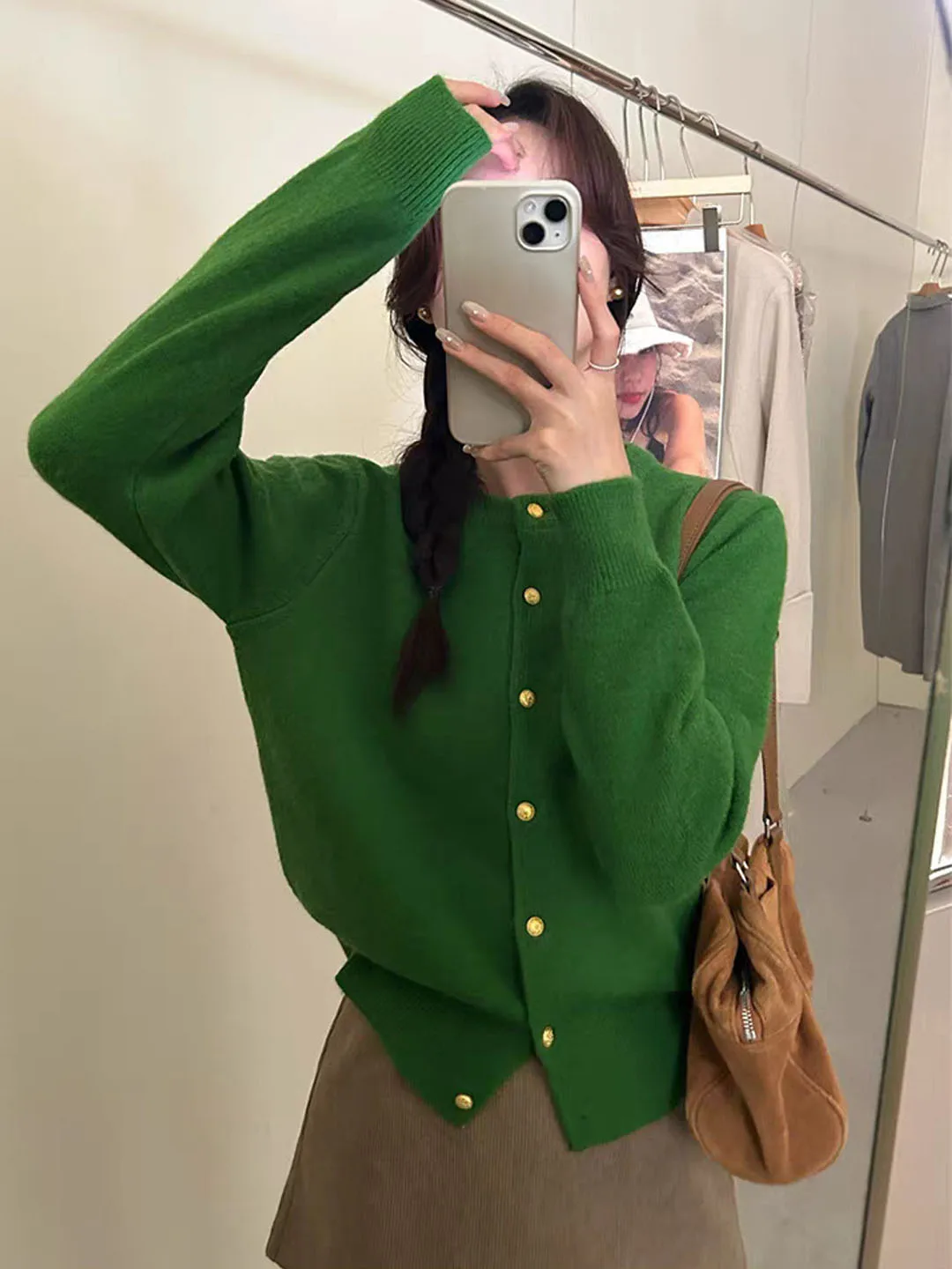 

Кардиган в корейском стиле ретро, однотонный, женский, универсальный, модный, с круглым вырезом, на одной пуговице, вязаный, свободный, повседневный, теплый топ