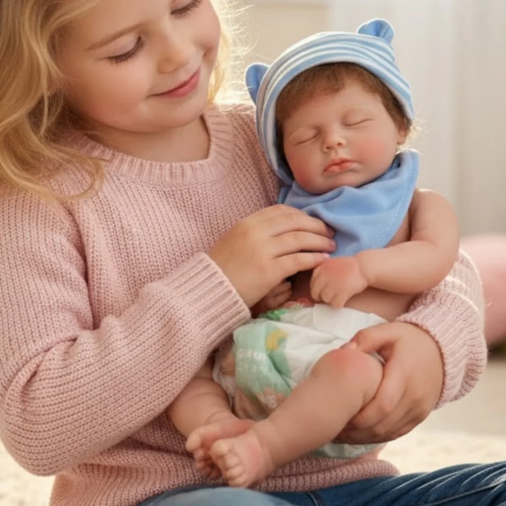 

AnjoDoll 18 Inch Loulou Bebe Girl&Boy, Closed Eyes, Can Open Mouth, Realistic Painted Newborn Baby Doll Toy for Gifts Muñeca