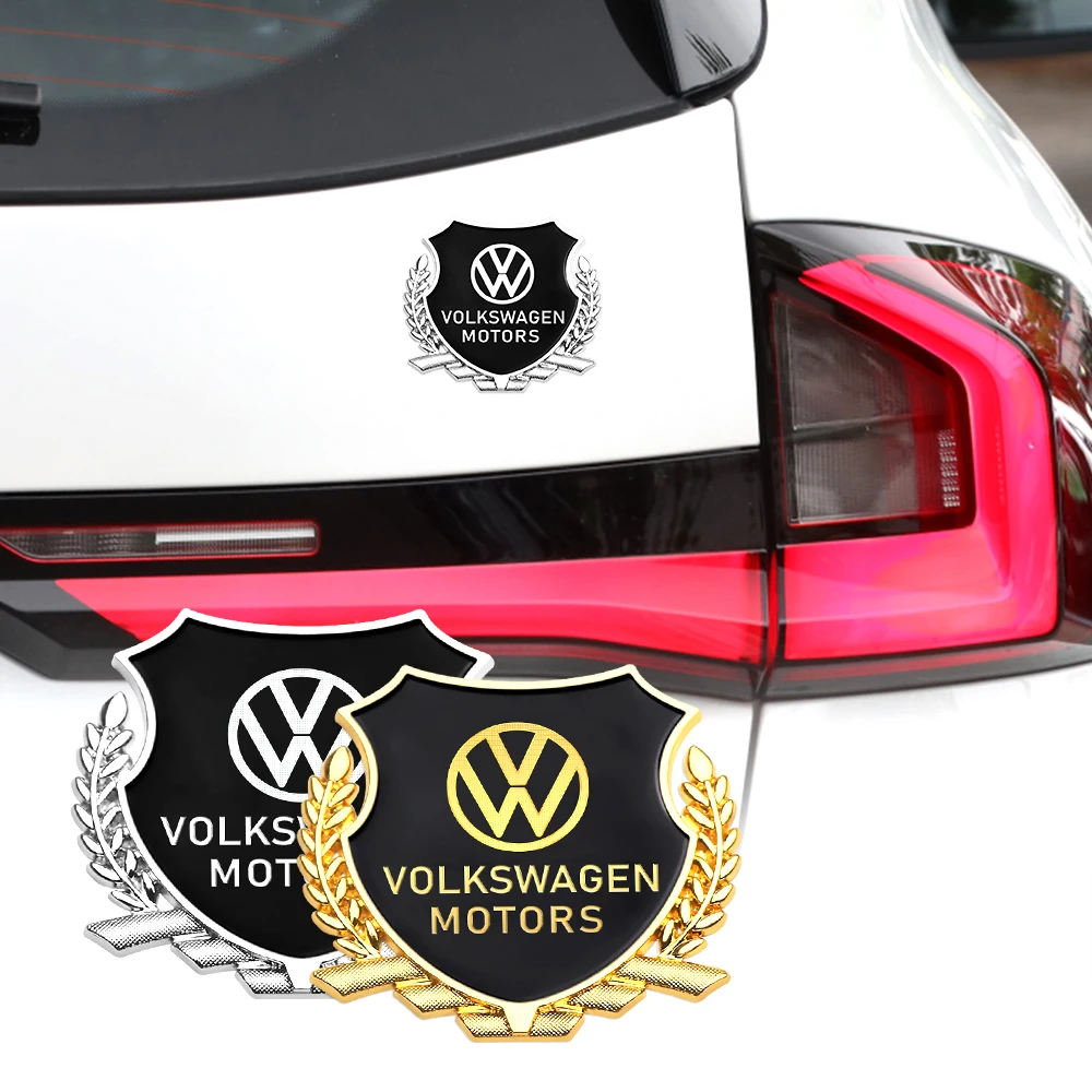 1PCS Black/Sliver 3D Metal Car Emblem Rear Trunk Side Window Body Sticker For Volkswagen R32 POLO passat Tiguan Auto Accessories