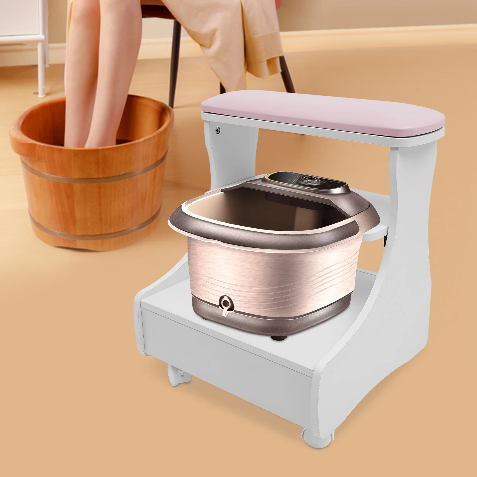 مسند القدمين باديكير مانيكير الأثاث عربة حمام القدم البراز مع أربع عجلات لصالونات التجميل والعيادات الطبية وصالونات الشعر