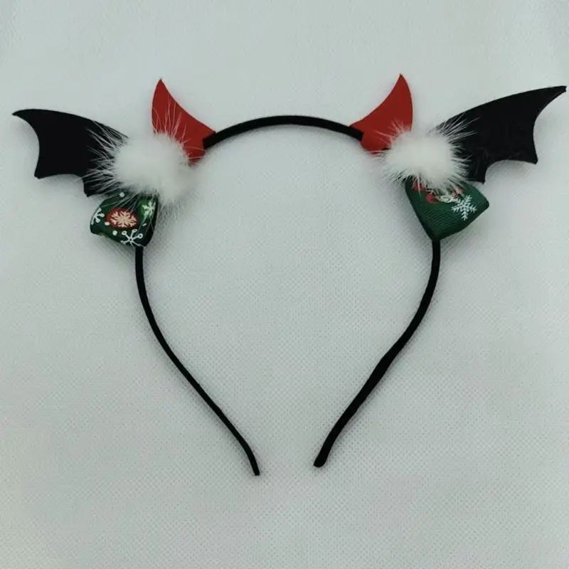 Christmas Hair Hoop Headband Sequin Antlers Devil Wing Headband Christmas Deer Horn Headband Bat Wing Hair Hoop Y166