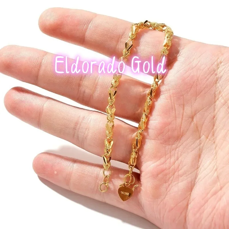 

Eldorado Gold 2025 20259999 Новый женский браслет с цепочкой в виде кроличьих ушек, цепочка на запястье, 24K чистое золото, модные украшения