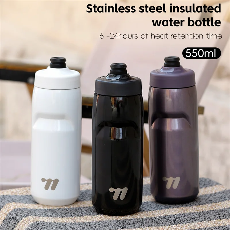 Botella de Agua Deportiva de Acero Inoxidable WEST BIKING, 550 ml, Mantiene Frío/Caliente Durante 24 Horas, Termo con Aislamiento al Vacío de Pared Multicapa