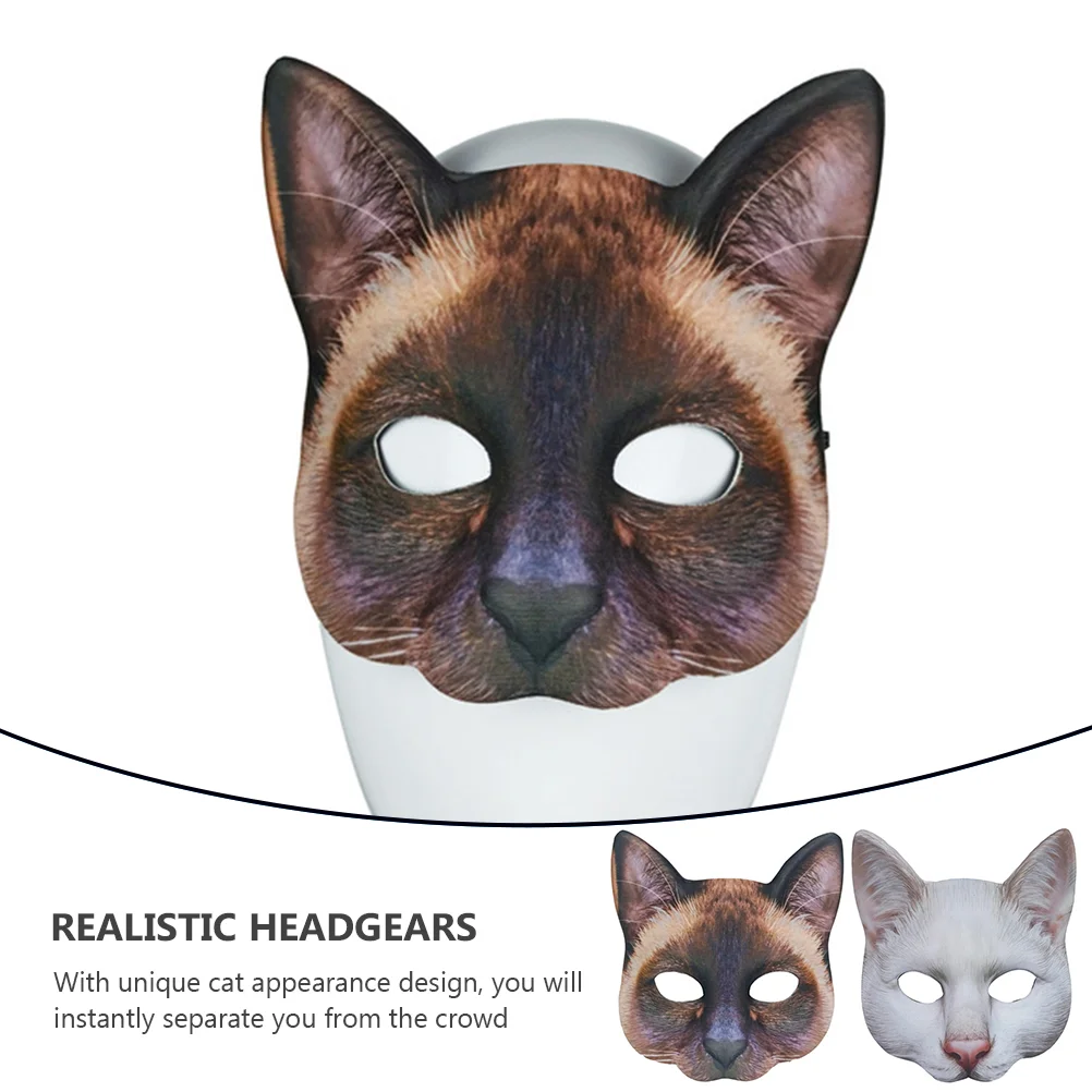 Printed Animal Cat Mask Costume Face Cover Funny Masks Scary Prank Festive Covers Unisex Props Masquerade