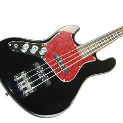 Four stringed left-handed electric bass black body left-handed exclusive bass