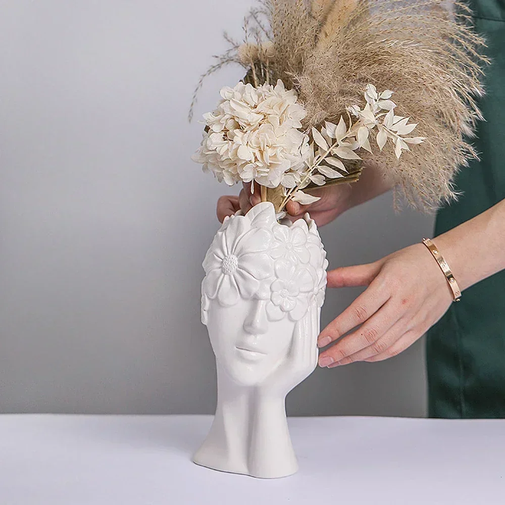 

Dried Flowers Vase Decor,Ceramic Vase,Home Living Room Bedroom Decoration,Decorative Flower Pots,Girls Figure Modern Flowerpots