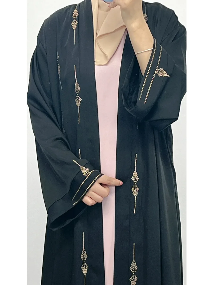 Women Eid Muslim Abaya Modest Long Robe Pearls Loose Ramadan Morocco Dubai Cardigan Diamonds Abayas Kaftan Vestidos Arab