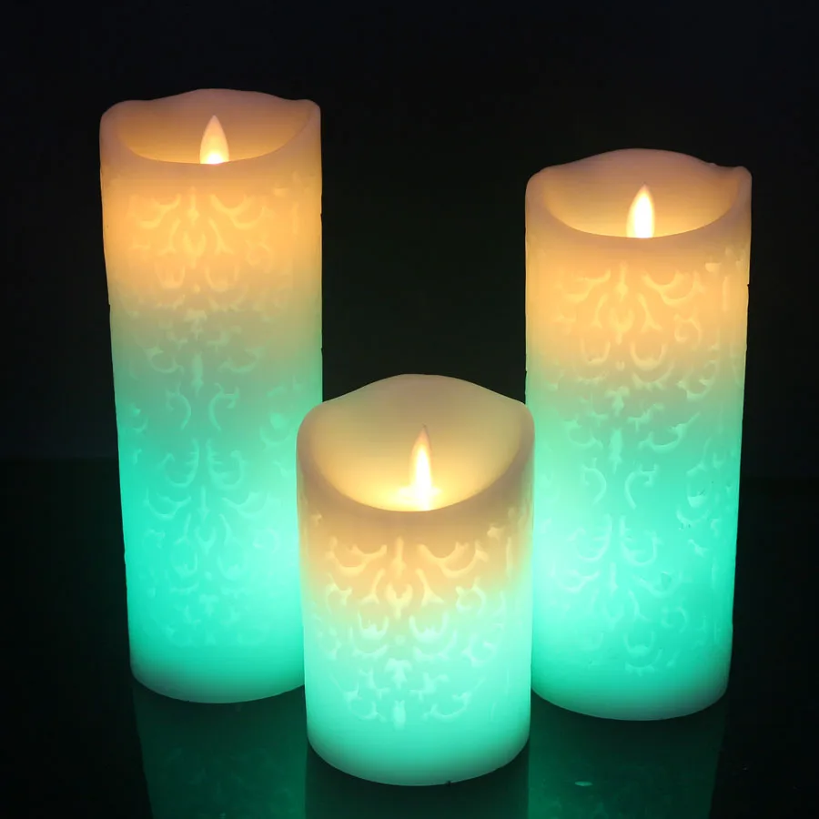 Color Change Gradient LED Candles Remote Control Electronic Flameless Breathing Candle Night Lights Wedding Party Decoration