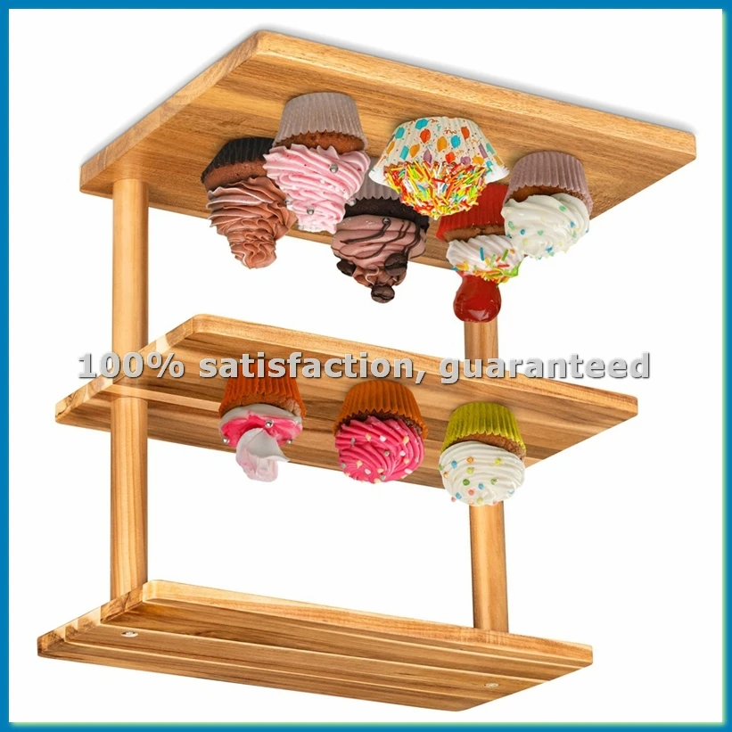 3 Tier Cupcake Stand,Wooden Tiered Serving Trays for Party Buffet, Wooden Tray for Charcuterie, Tray Cheese Board-A69M
