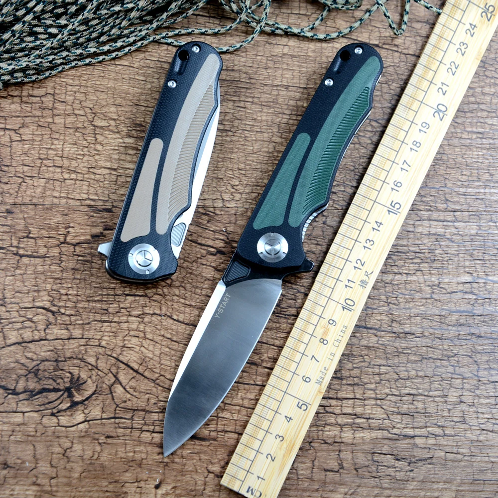 

Y-START D2 Blade Folding Pocket Knife G10 Handle Outdoor EDC Hunting Survival Tools Designed by David Chen LK5030