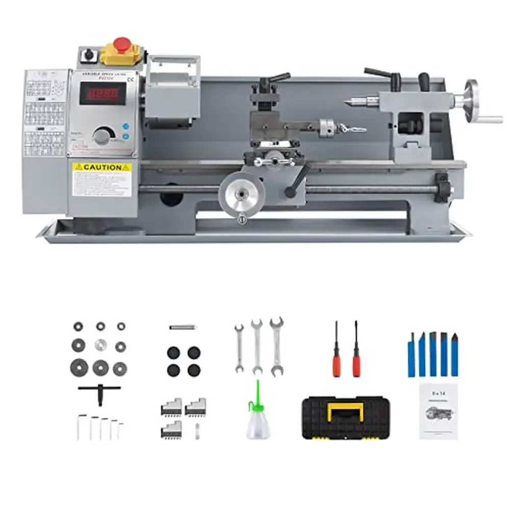 

8"x14" Mini Lathe Machine 600W Motor Wood Metal Turning Cutting Drilling Benchtop Lathe with Chuck Guard Precision Engineering