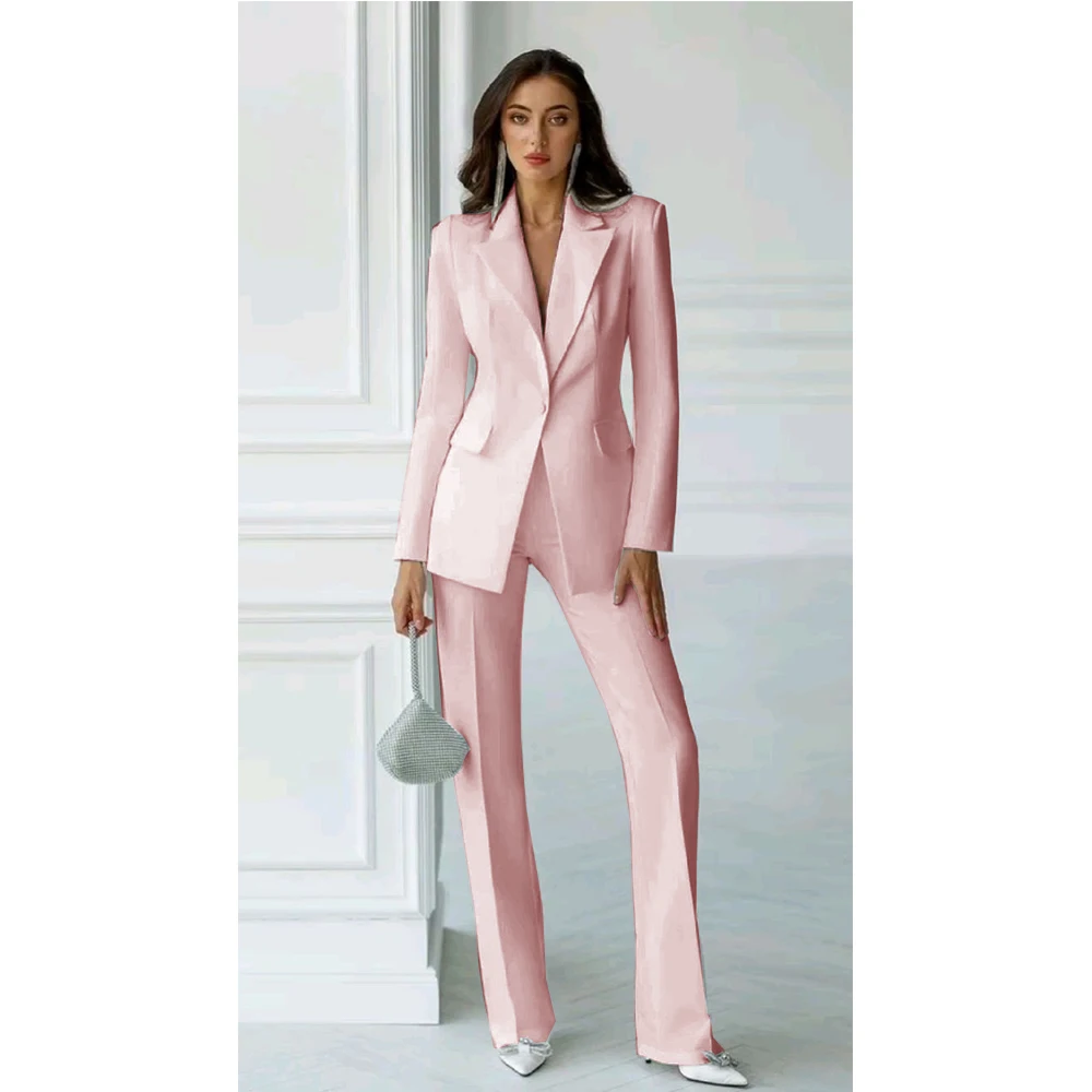 Elegant Commuting and Workplace Wear Women Winter Suits Women\'s Solid Color Serge Two-piece Set Groups of Pant Sets Party Suit