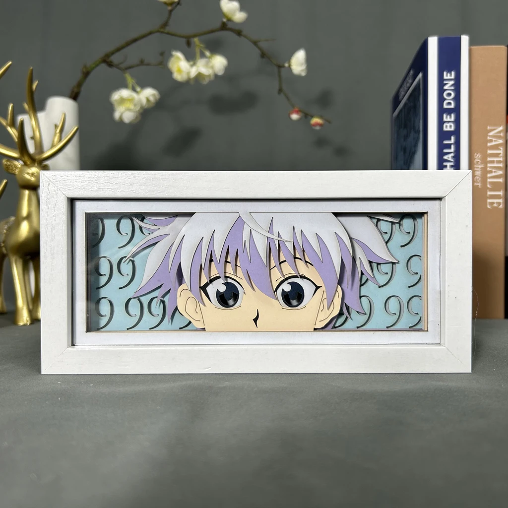 Figuras de Anime Hunter X Hunter Killua, caja de luz para decoración de dormitorio, lámpara de tallado de papel de Manga para habitación de niños,