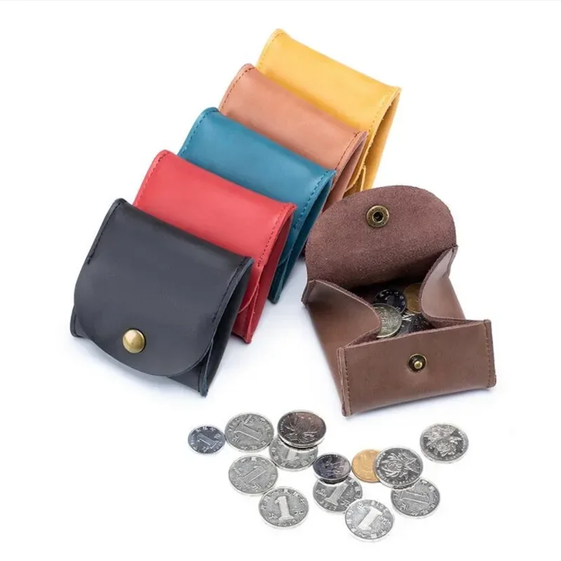 Portable Genuine Leather Coin Purse Vintage Design Individuation Earbuds Earphone Holder Pouch for Women Men Mini Wallet