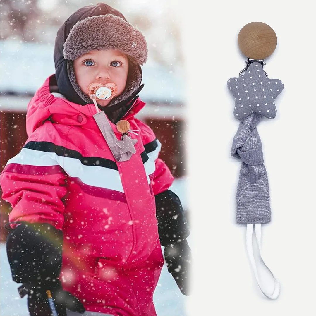 Porte-sucette en bois de coton pour nouveau-né, clip de sucette pour bébé