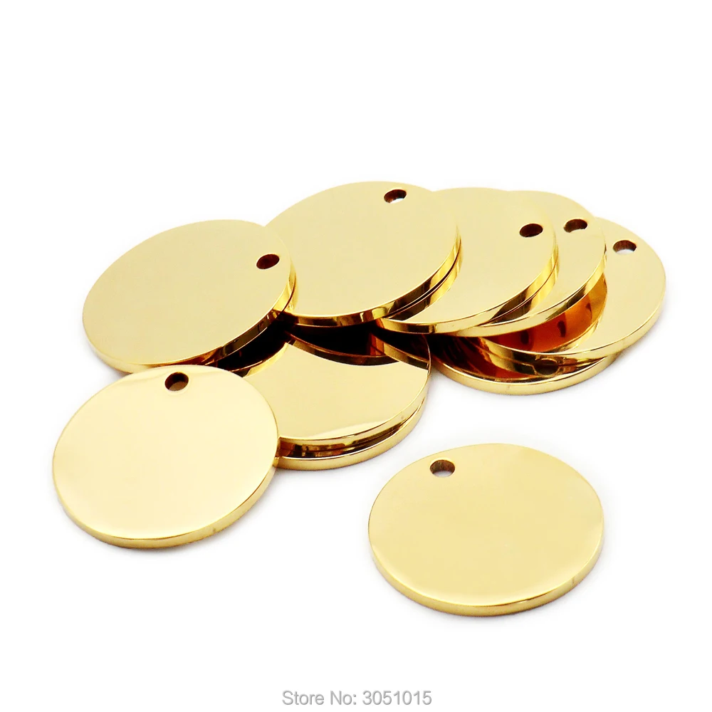 Wholesale 20Pcs Round Dog ID Tags Metal Name PersonalizedMirr Polish Stainless Steel Decoration For Puppies Cat Anti-Lost Plate
