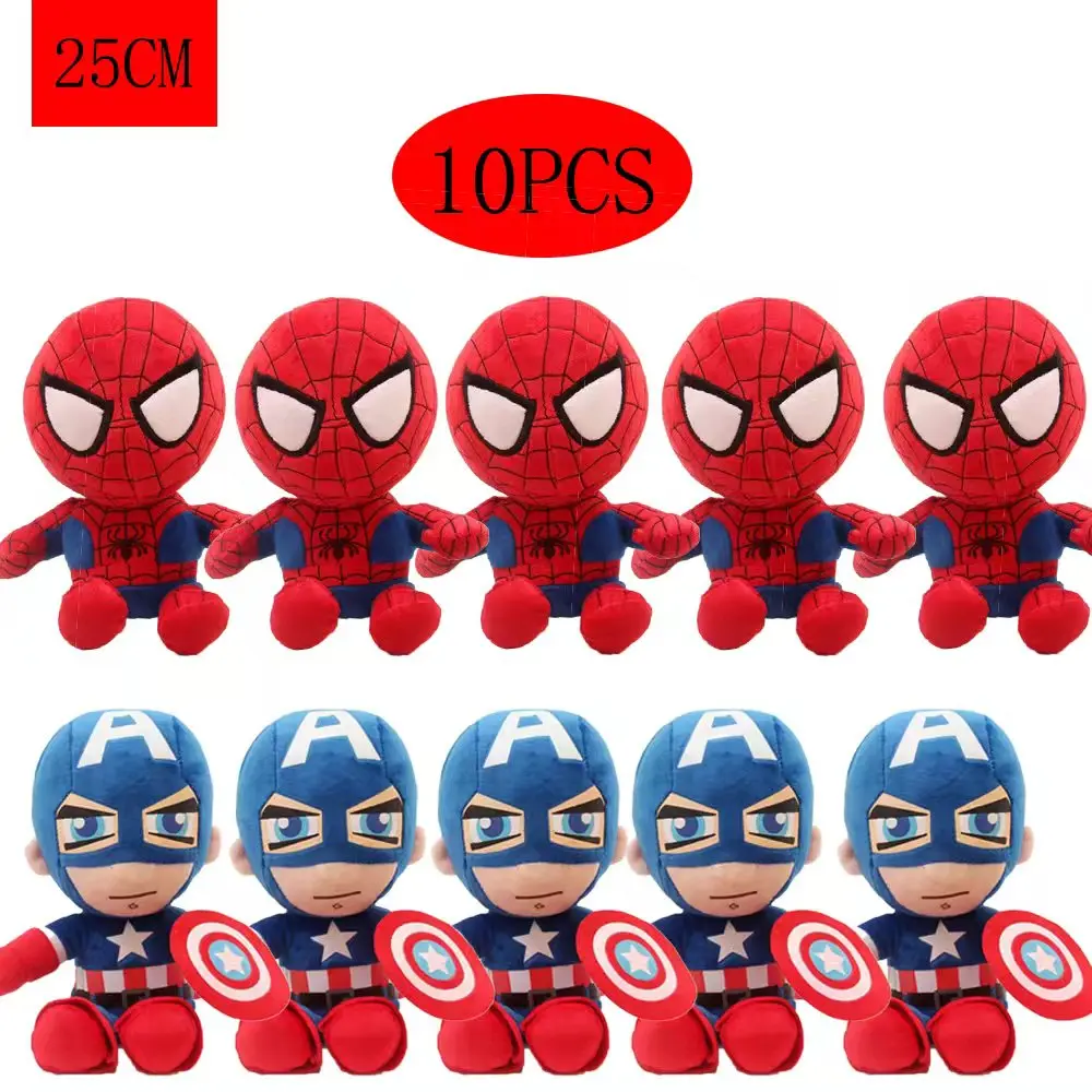 10pcs 25-30cm Man Spidermaned Plush Toys Movie Dolls Marvel Avengers Soft Stuffed Hero Captain America Iron Christmas  fans gift