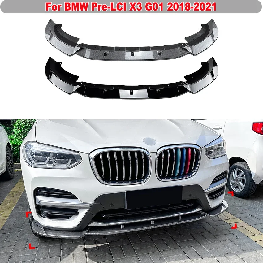 

For BMW Pre-LCI X3 G01 2018 2019 2020 2021 Lower Front Bumper Lip Splitter Diffuser Body Kit Spoiler Guards Car Accessory