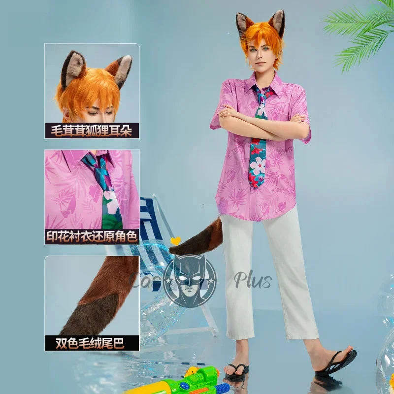 

Anime Nick Wilde Cosplay CostumeZootopia Colorful Shirt Ears Tails Uniform Halloween Carnival Party Clothes Unisex Gifts