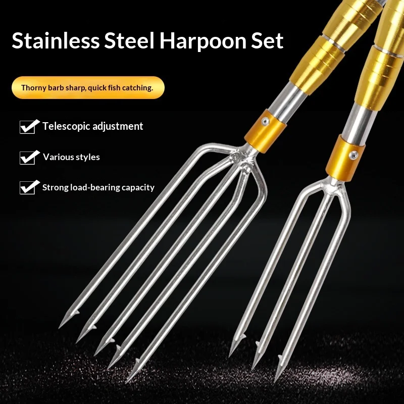 Multifunctional Large Barbed Stainless Steel Fish Fork for Outdoor Camping Hunting Fishing