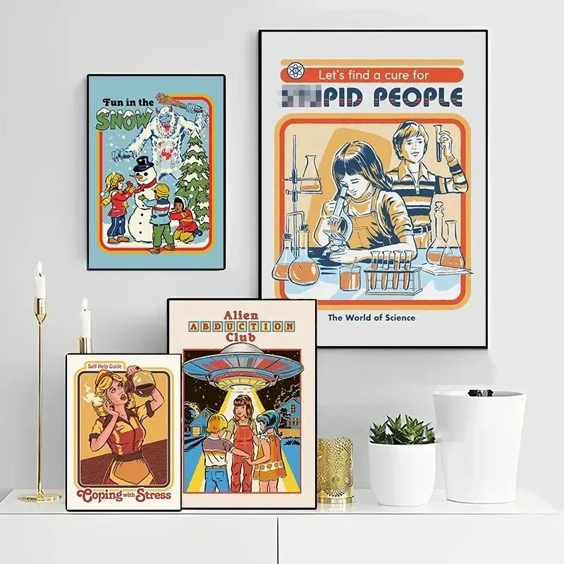 Retro My First Knife Fight Steven Rhodes Cartoon Posters and Prints Canvas Printing Wall Art Picture for Living Room Home Decor