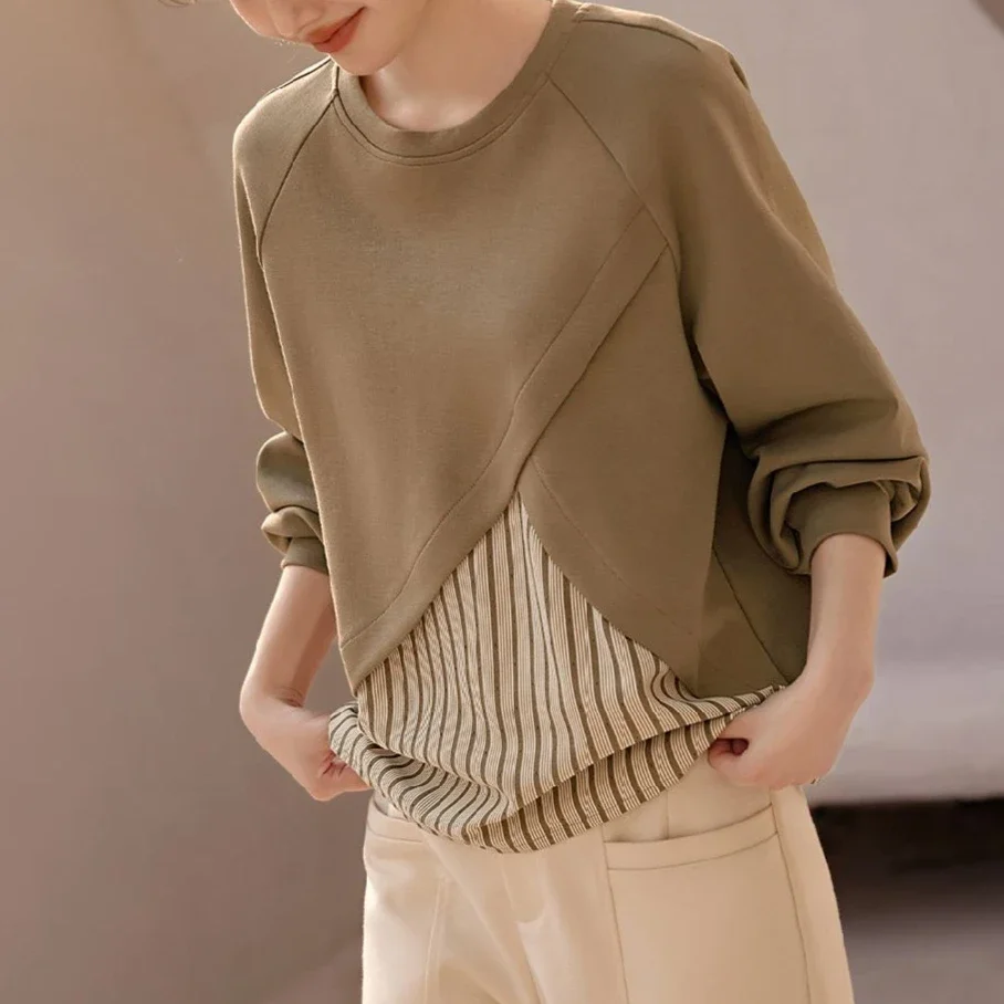 Baggy Loose New In Sweatshirt for Women Casual Y2k Vintage Pullover Novelty Basic Aesthetic 2000s Youthful Clothes M Woman Tops