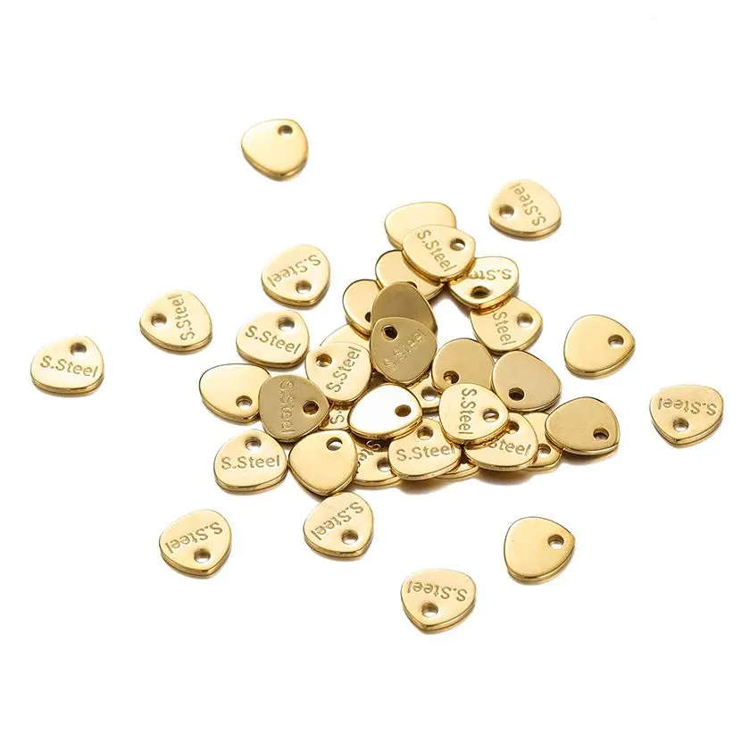 20/50pcs Stainless Steel Gold Color Round Oval Pendant Letters Charm Tag for DIY Bracelet Jewelry Making Findings Accessories view 6