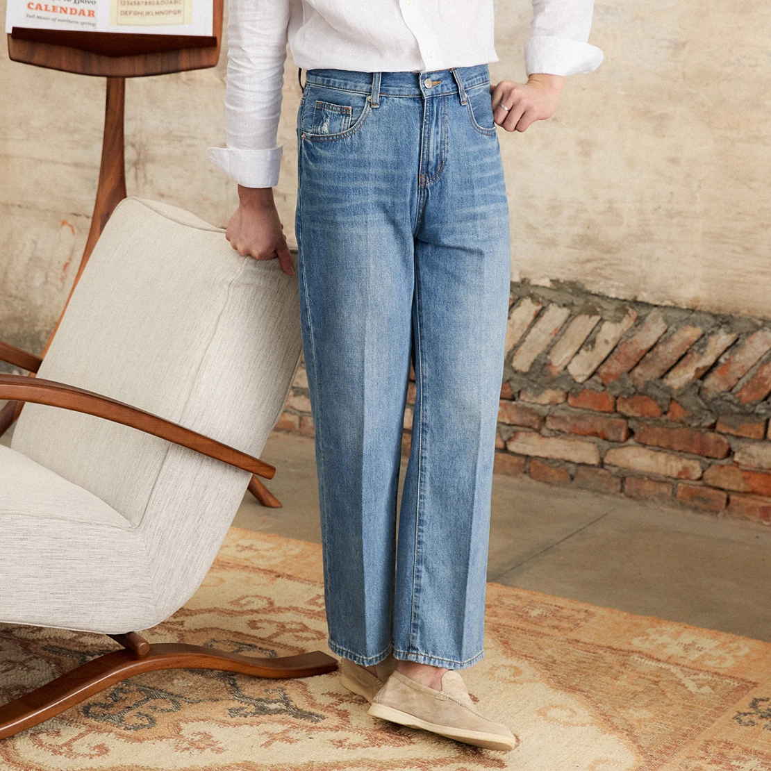 Mr. Deer Three Summer Thin Gentry Vintage Jeans Italian High Waist Straight Taste Casual Long Pants Trendy Men