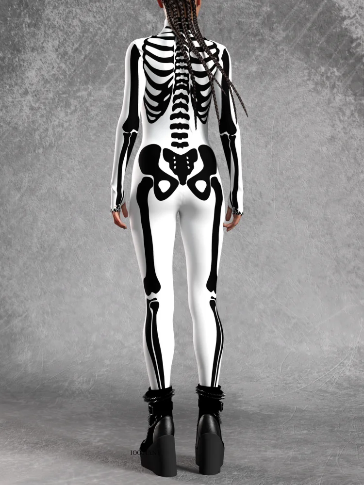 IOOTIANY Damen Grüner Sexy Horror-Skelett-Geister-Bodysuit-Set Halloween Karneval Party Aerial Bühnenauftritt Kostüm-Set – Detail 26